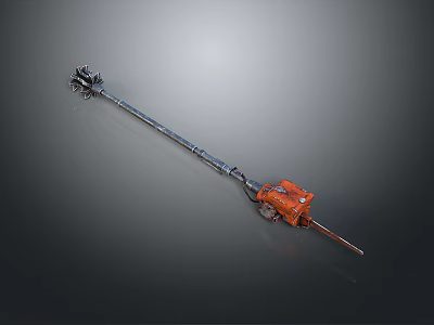 Heavy Duty Industrial Mixing Tool With Long Rod And Orange Motor Component 3d model