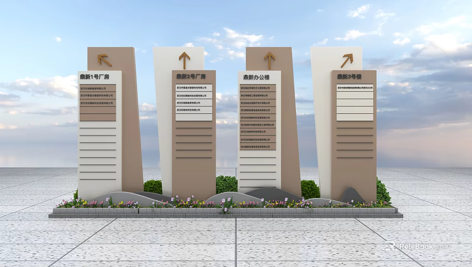 Outdoor Multiple Traffic Direction Signs With Arrow Indicators And Directional Information 3d model