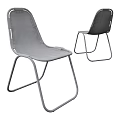 Two Modern Accent Chairs With Gray Leather Upholstery And Metal Frame Structure