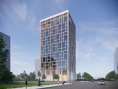 modern office building super high-rise office building high-rise office building 3d model