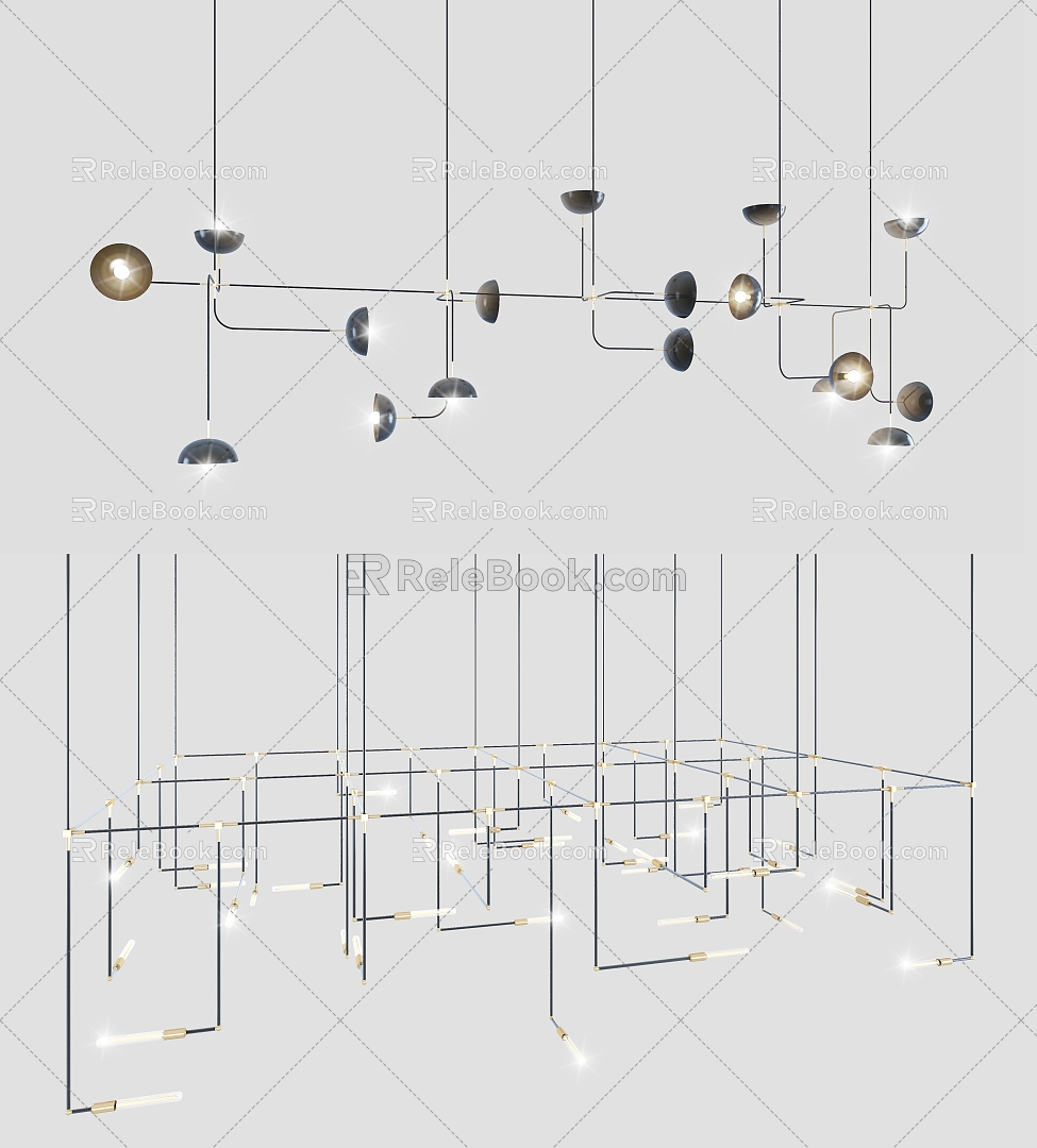 Metal chandelier combination 3d model