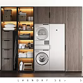 Modern Laundry Room With Washer Dryer Storage Cabinets And Organized Supplies