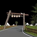 Wood landscape gate simple gate homestay entrance village entrance landscape wall camping base entrance farm 3d model