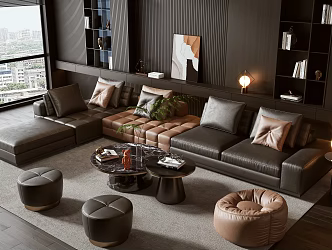 Modern sofa coffee table combination 3d model