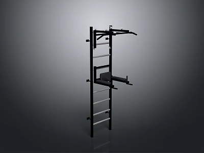 Modern Black And Silver Metal Storage Shelf With Multiple Layers And Hooks 3d model