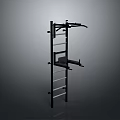 Modern Black And Silver Metal Storage Shelf With Multiple Layers And Hooks 3d model