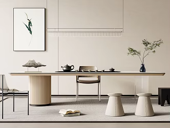 modern tea table and chair 3d model