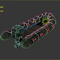Black Inflatable Boat With Orange Life Ring And Motor For Water Transportation