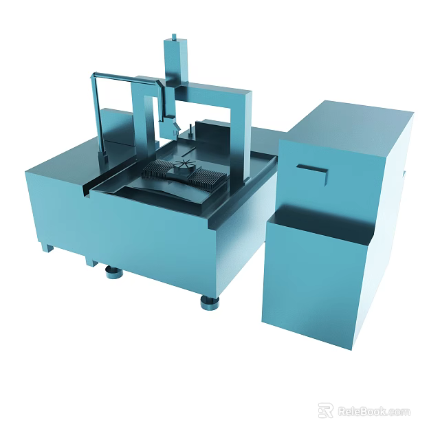 Blue Industrial Automated Mechanical Device With Structural Components And Base 3d model