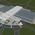 Modern Large Transportation Hub Featuring Dome Roofs Surrounding Roads And Bridges