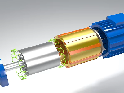 Industrial Equipment Motor Structure With Precision Metal Coils And Shaft Components 3d model