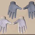 Two Pairs of Blue Knitted and White Dotted Household Gloves Essential for Daily Use