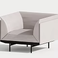 Modern Single Seater Sofa With Light Beige Velvet Upholstery And Black Metal Legs