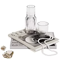 Home Decorative Ornament Set With White Bowl Clear Glass Candles Book And Small Stones