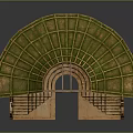 Detailed Ancient Architectural Model With Arches Columns Steps And Curved Roof