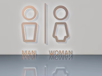 Sleek Swing Door with Men and Women Restroom Signs and Icons 3d model