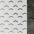 Elegant Modern Background Wall With Chevron Metal Accents And Stone Tiles