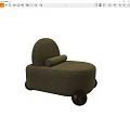 Modern Single Seater Sofa With Textured Fabric And Round Dark Wooden Legs Design
