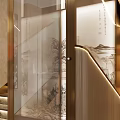 Elegant Modern Elevator With Glass Door Staircase And Wine Rack In Luxury Interior