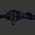 Muscular Monster Character With Blue Glowing Veins Spiked Back Red Loincloth And Ferocious Stance
