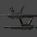 Two Modern Black Tactical Rifles With Barrels Magazines And Rail Systems