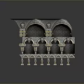 Classical Architecture Model With Multi layered Structure Arched Openings Decorative Columns And Intricate Carvings 3d model