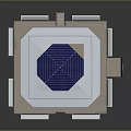 Modern Building Architecture With White Roof Blue Octagonal Center And Exterior Columns