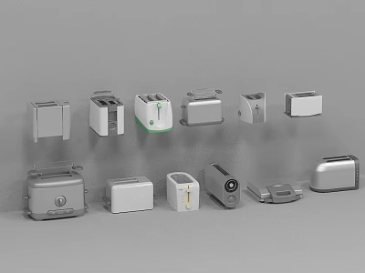 Various Designs and Styles of Toasters Kitchen Appliances Collection 3d model