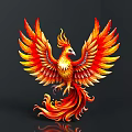 Vibrant Phoenix Mythical Bird With Spread Flaming Feathers And Colorful Plumage