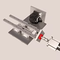Industrial Equipment With Linear Rails And Motors On Metal Platform Mechanical Structure