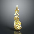 Elegant Gold Rose Pendant With Leaf And Vine Design Fashion Accessory