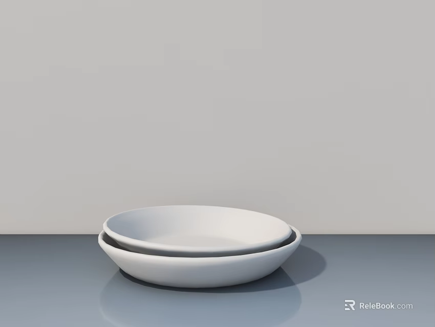 Stacked White Ceramic Washbasin With Smooth Surface For Modern Bathroom 3d model 