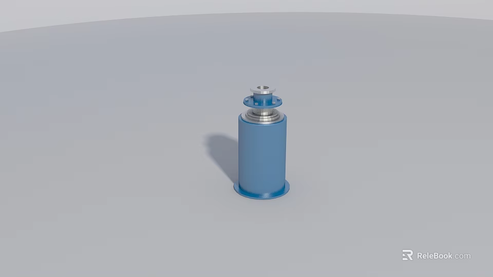 Industrial Blue Cylindrical Metal Hardware Tool Component With Top Connection Part 3d model