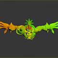 3D Orange Kangaroo Warrior Character With Spiked Armor And Outstretched Arms