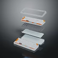Modular Computer Keyboard With Transparent Case Split White Orange Design Layers