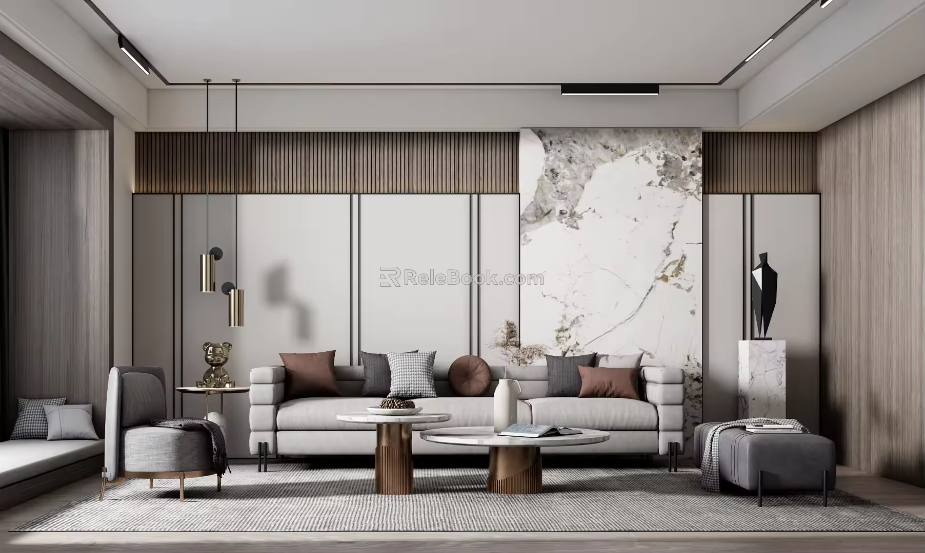 Modern sofa coffee table combination 3d model