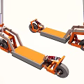 Two Orange Electric Scooters With Modern Design And Wheels On White Background