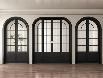 French glass door swing door 3d model