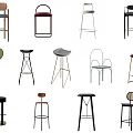 Different Modern Bar Stools With Various Stylish Design Options For Home 3d model
