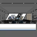 Modern Exhibition Hall Interior Design With Glass Display Cases Digital Wall Panels And Spotlights