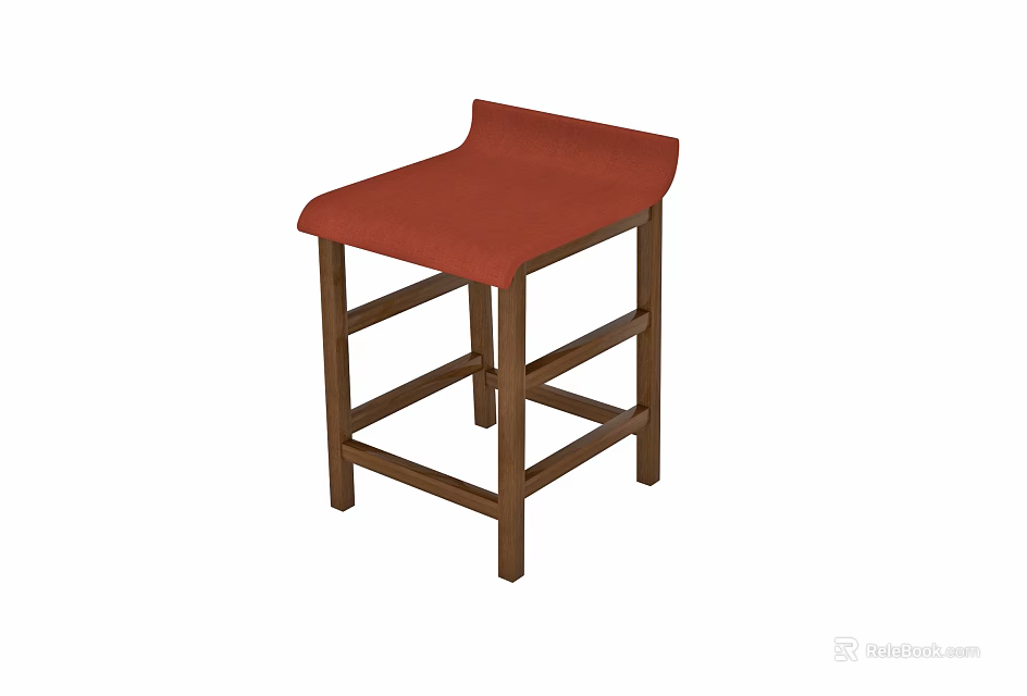 Modern Red Upholstered Leisure Chair With Wooden Frame And Curved Backrest Design 3d model 