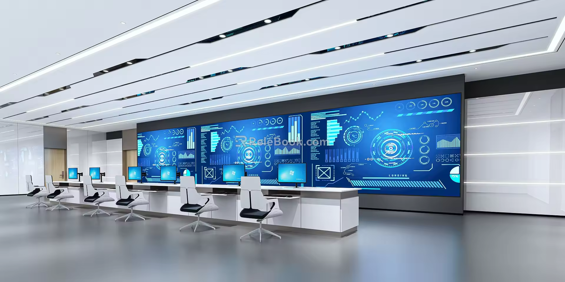 Monitoring Room Command Center Traffic Public Works Large Screen Monitoring Station Radio and Television Station 3d model