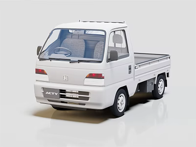 White Honda ATV Truck Model With Simple Design And Open Bed 3d model