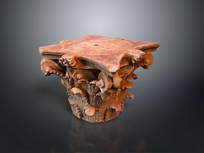 Scenic Outdoor Landscape Featuring Intricately Carved Stone Pedestal With Natural Plant Motifs 3d model