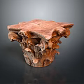 Scenic Outdoor Landscape Featuring Intricately Carved Stone Pedestal With Natural Plant Motifs