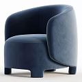 Navy Blue Modern Single Sofa With Rounded Arms And Comfortable Velvet Seat