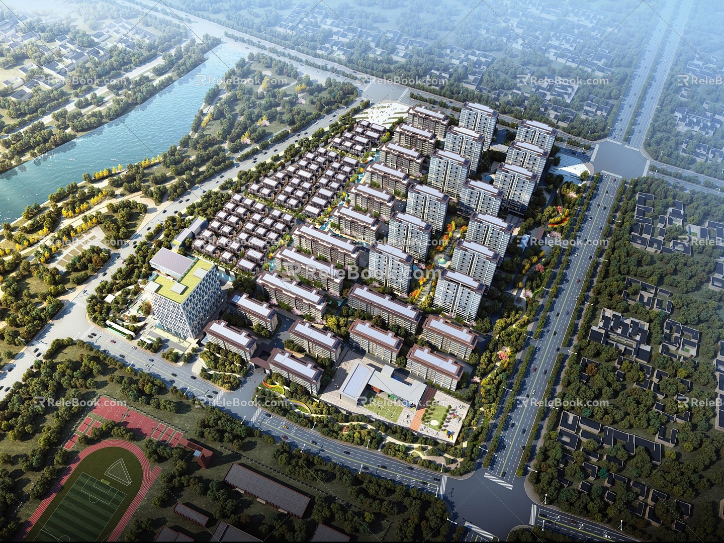 New Chinese style residential district 3d model