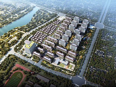 New Chinese style residential district 3d model