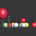 Shiny Colorful Balloons Display With Metal Pump And Multiple Colors On Dark Background
