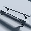 Two Long Strip Metal Industrial Equipment Workbench With Blue Stripe And Support Bracket